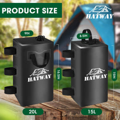 Hatway filled water bag attached to canopy leg providing stable anchoring in wind