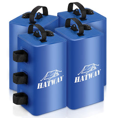 Hatway front view of four canopy weight bags showing compact set and stability benefits