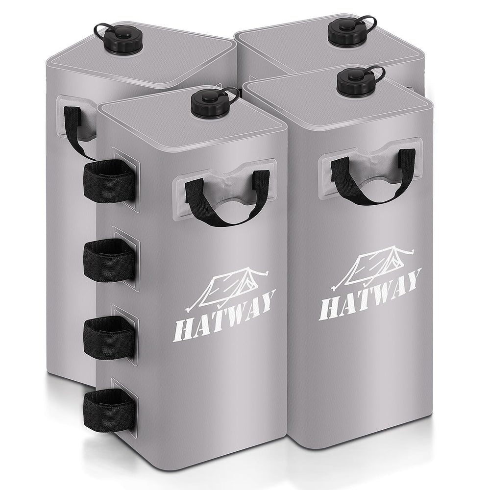 Hatway front packaging showing four square water bags and quick-attach straps for easy transport