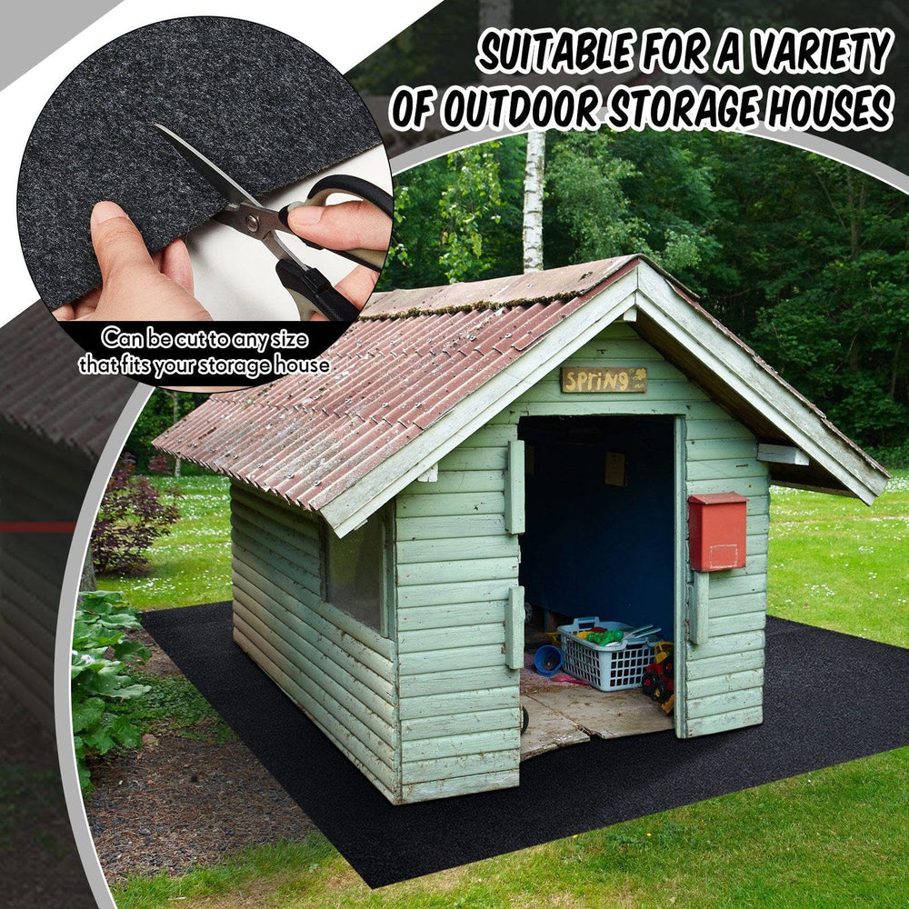 Haull custom cut demonstration trimmed to fit irregular shed base