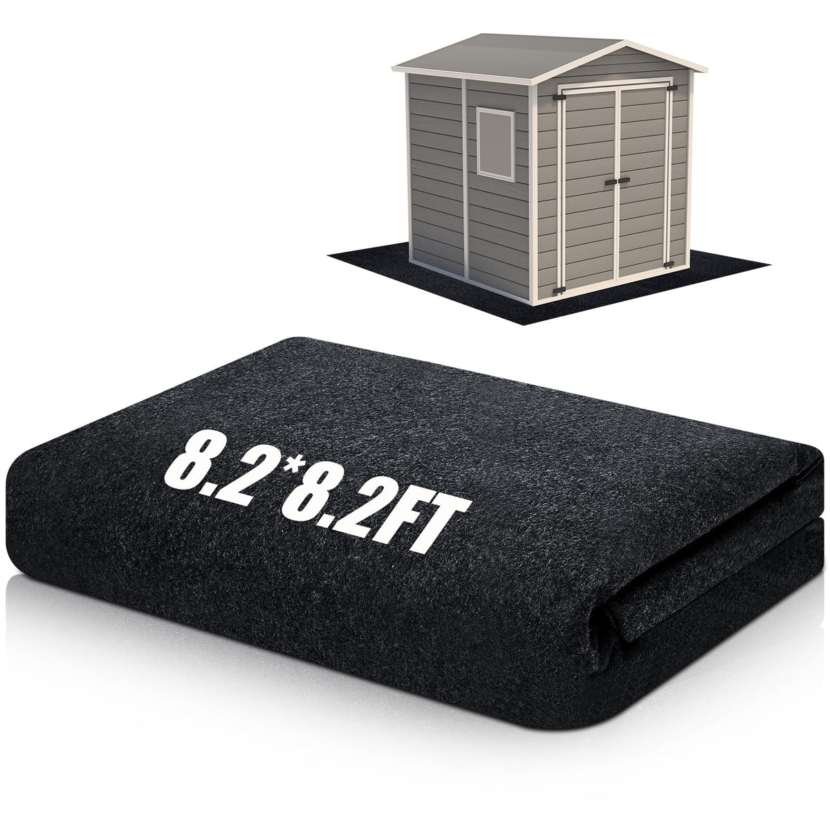 Haull front view of shed mat showing full coverage and waterproof benefit