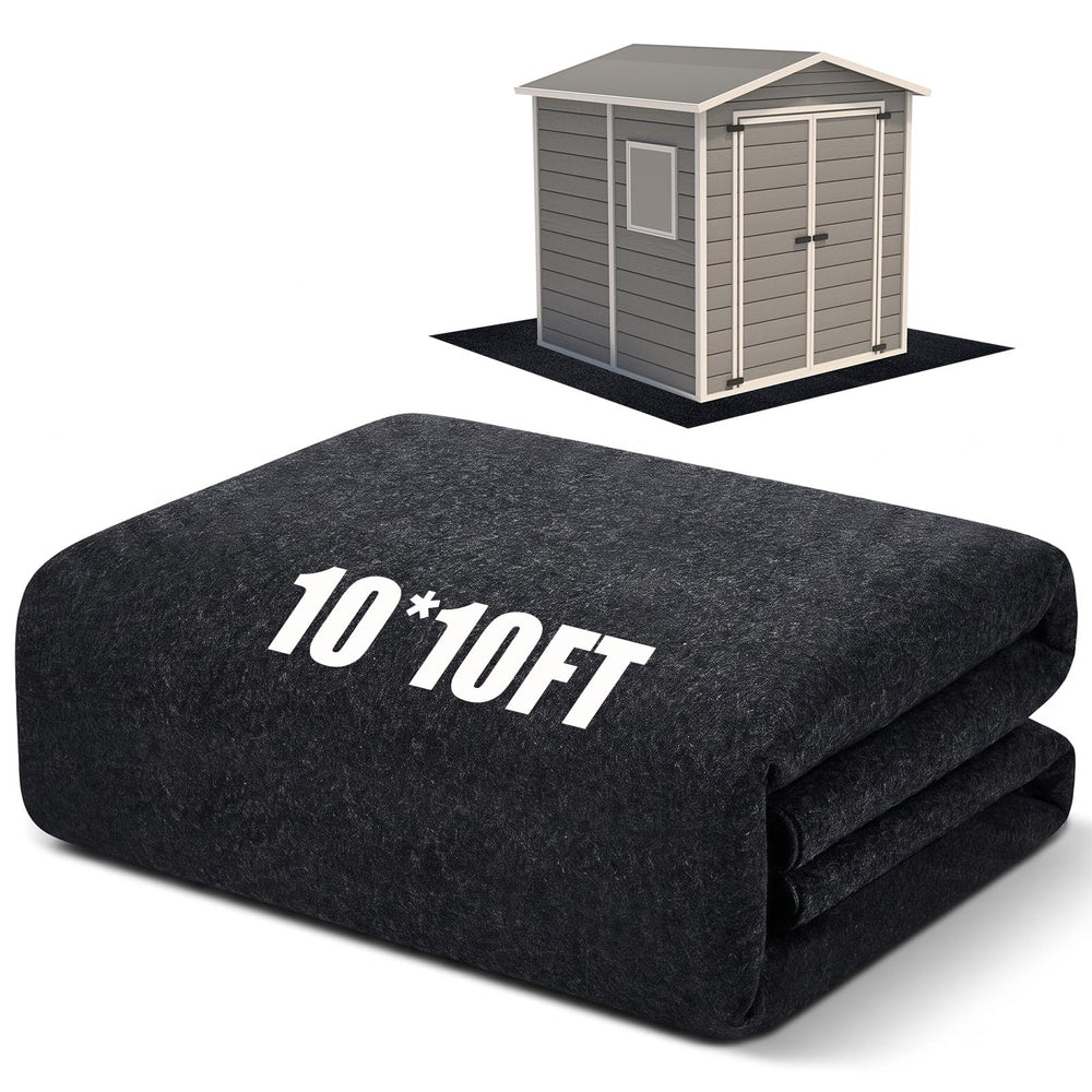 Haull front view of 10x10 mat protecting shed floor for cleaner storage