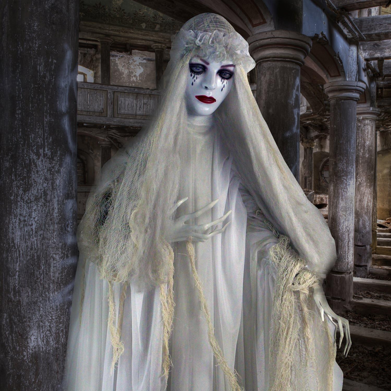 Haunted Hill Farm bride hands detail showing talon-like fingers for added menace