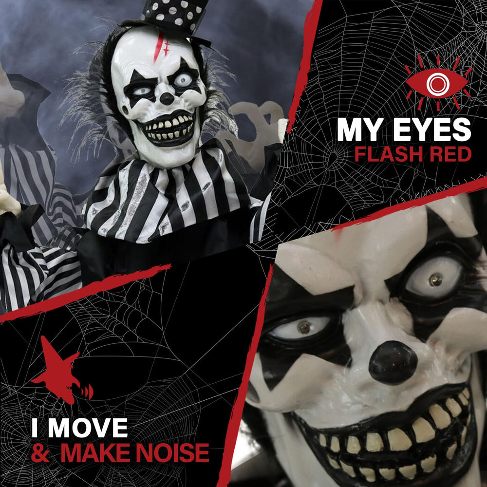 Haunted Hill Farm flashing red LED eyes demonstrating frightening light effect
