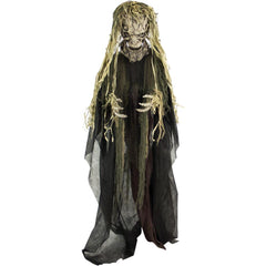 Haunted Hill Farm front view showing life-size tree-man animatronic and dramatic presence