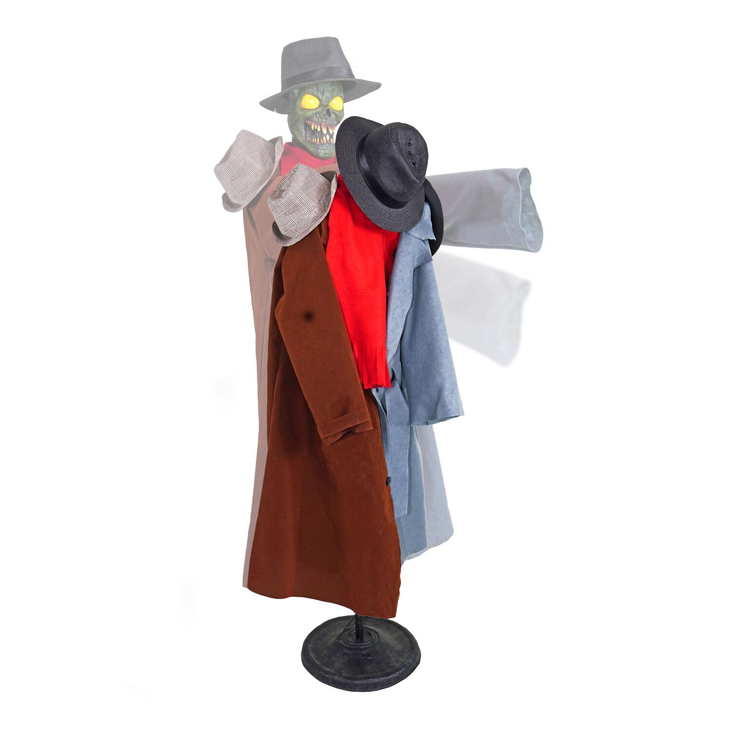 Haunted Hill Farm front view of the animatronic coatrack monster creates dramatic entryway scares