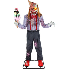 Haunted Hill Farm front view of full 6.5-ft clown highlighting presence and impact