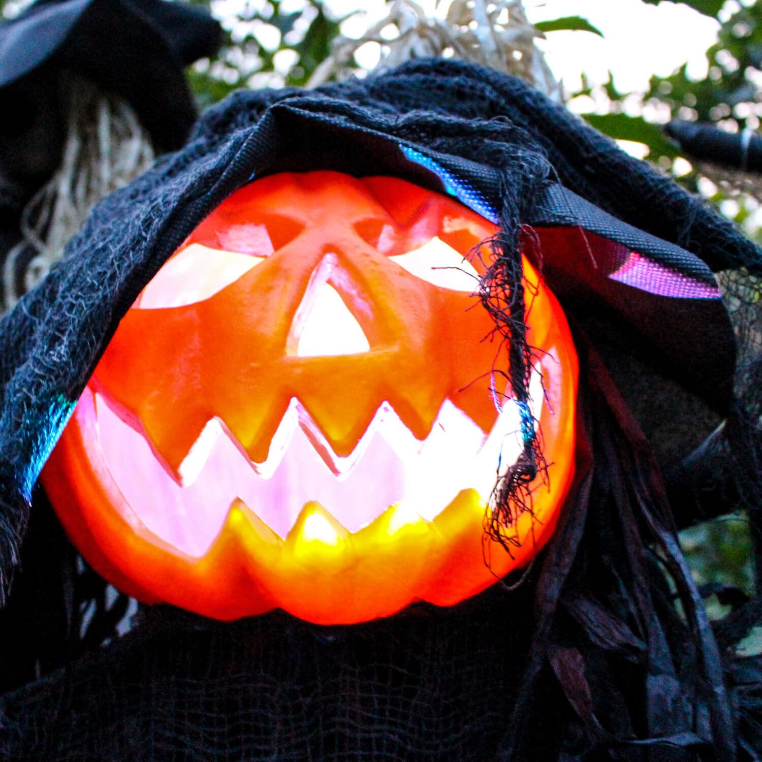 Haunted Hill Farm Gourdy in party scene adding theatrical ambience to decorations