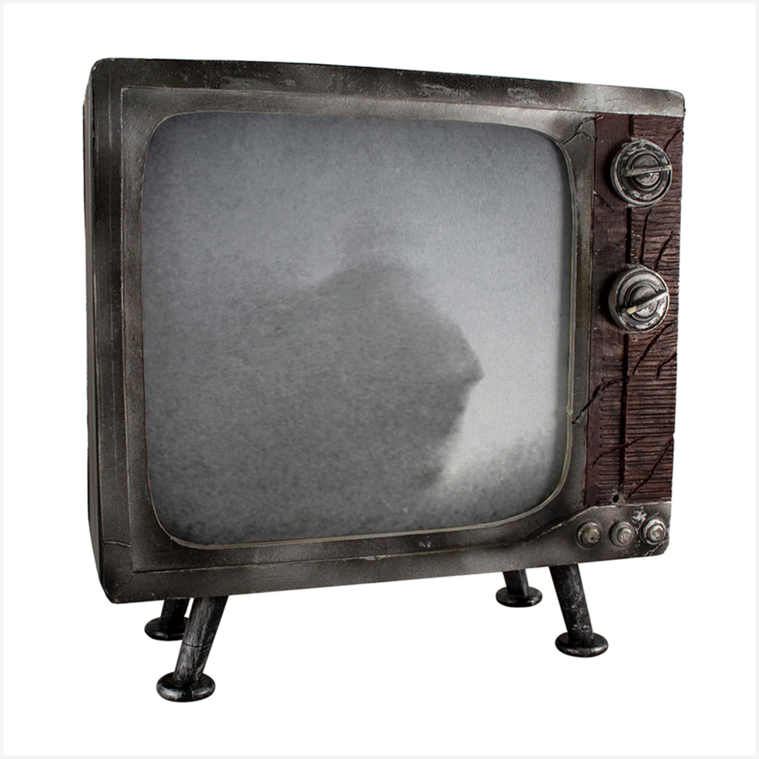 Haunted Hill Farm front view of haunted TV showing eerie silhouette and instant impact