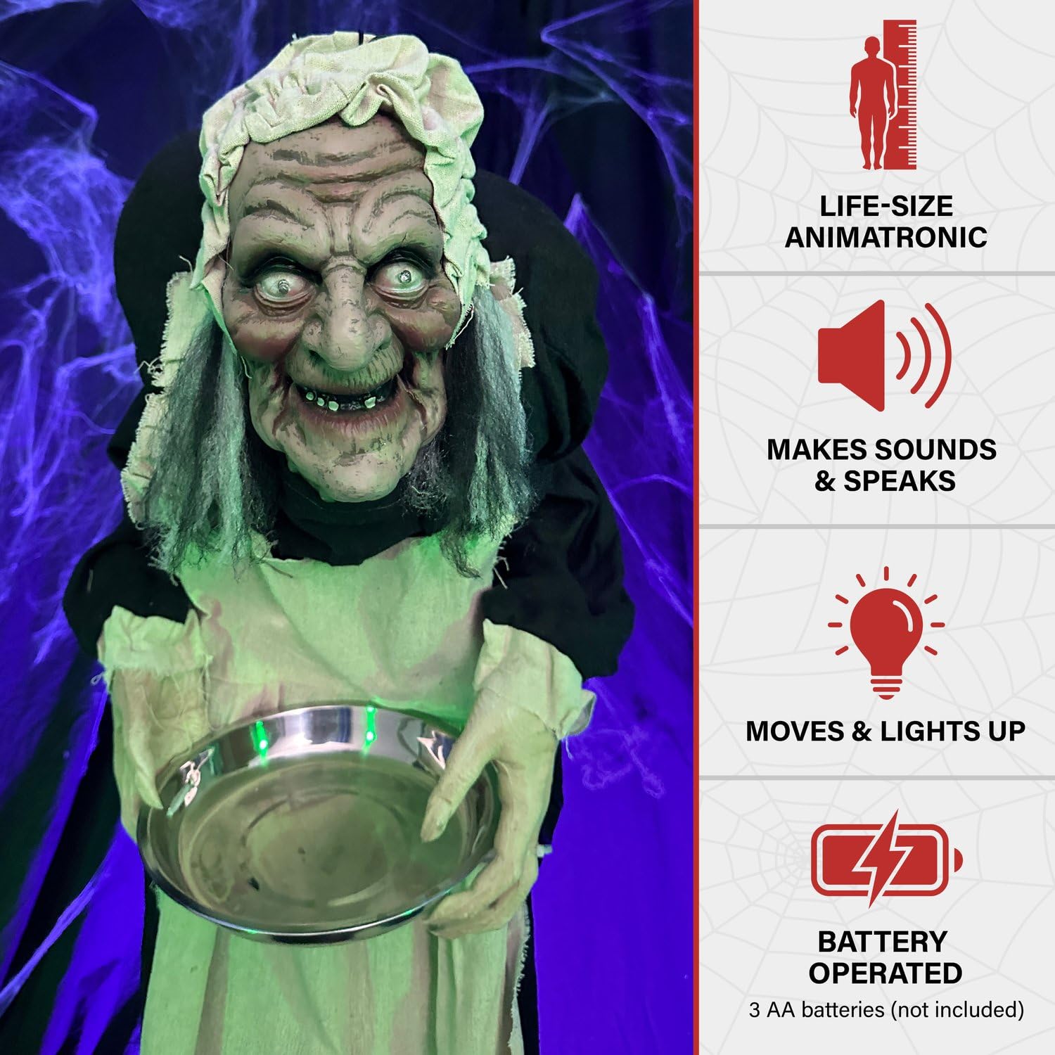Haunted Hill Farm Ruby red LED eyes detail highlighting eye illumination for scares