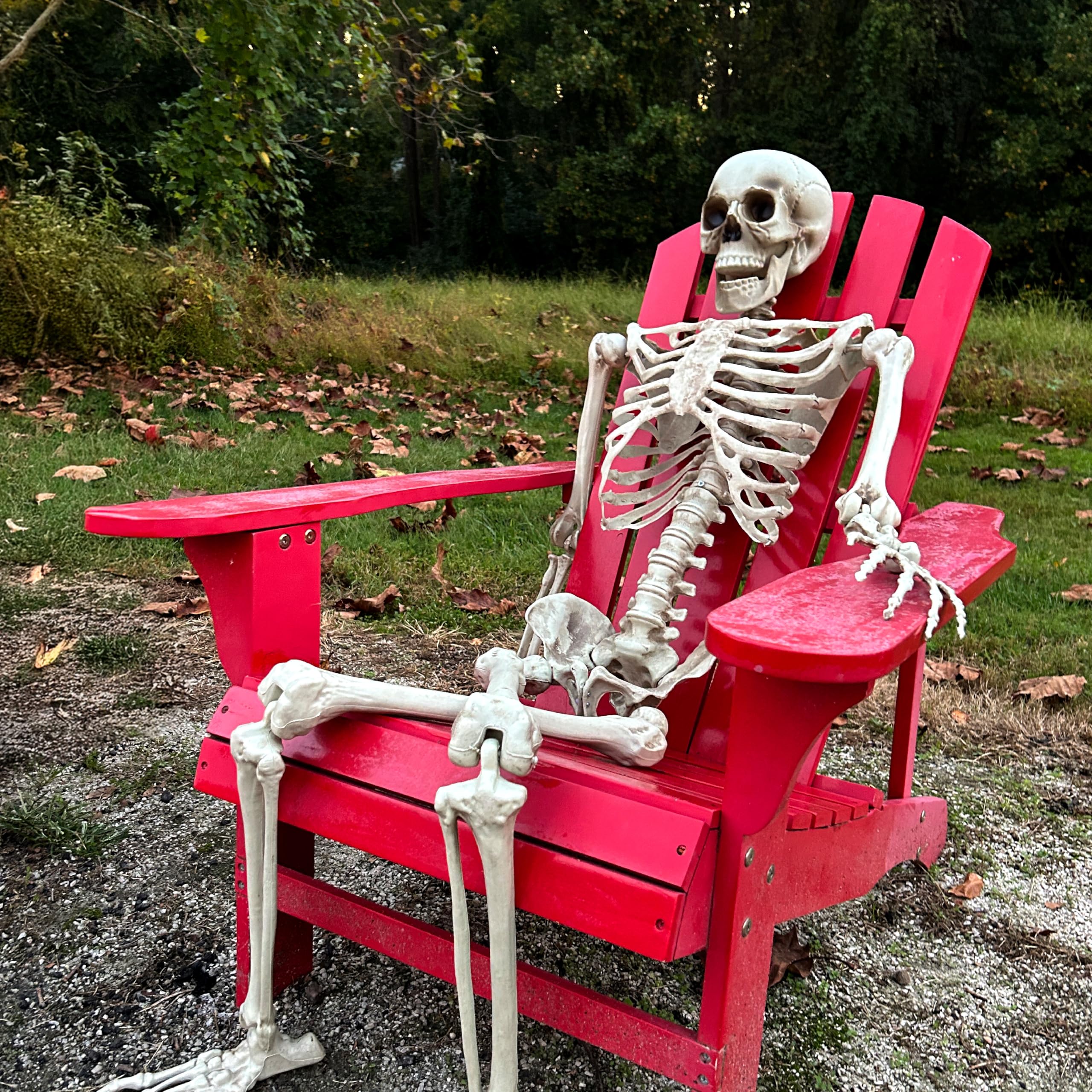 Haunted Hill Farm scale comparison with chair showing true life-size impact