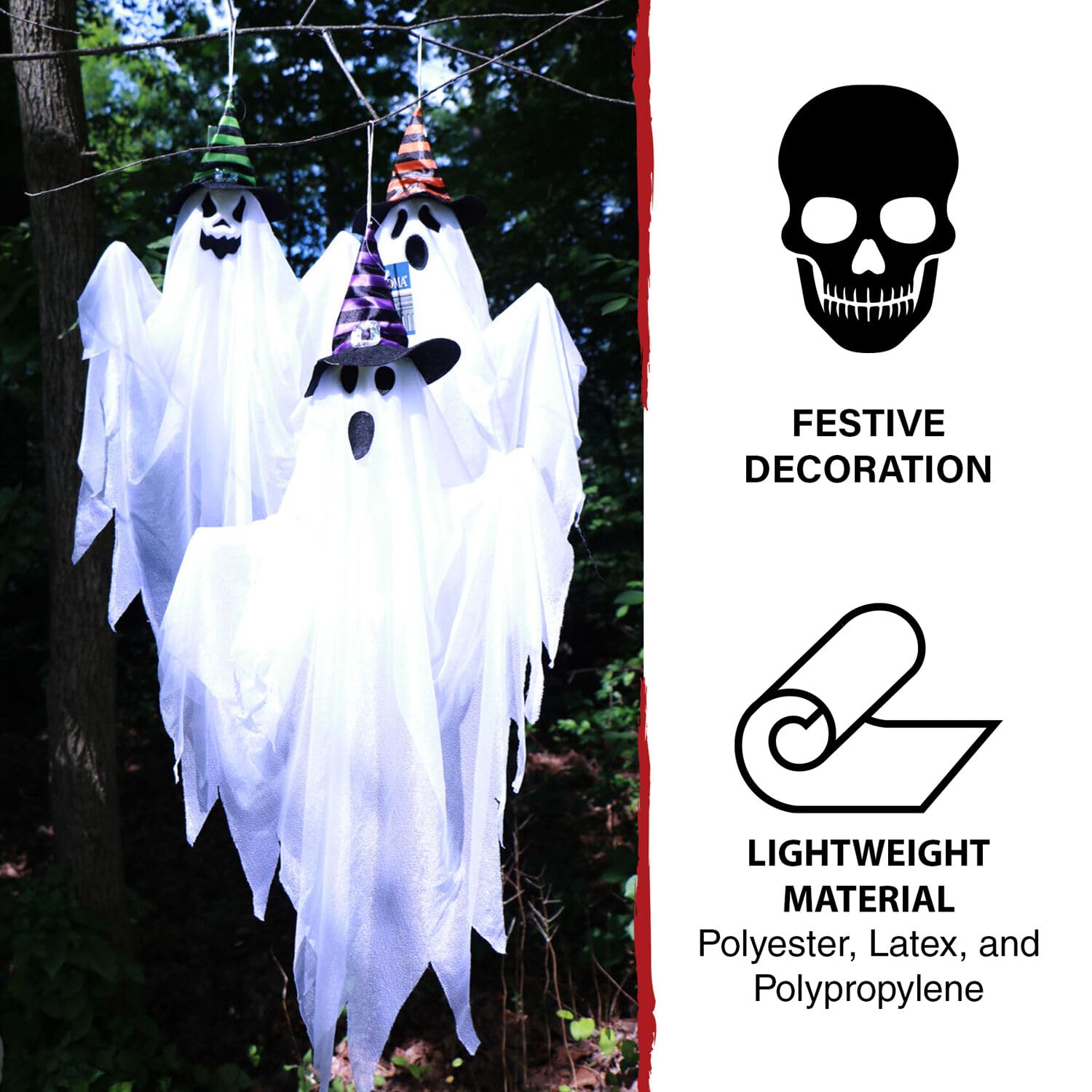 Haunted Hill Farm ghost beside door showing 26-inch scale for placement guidance