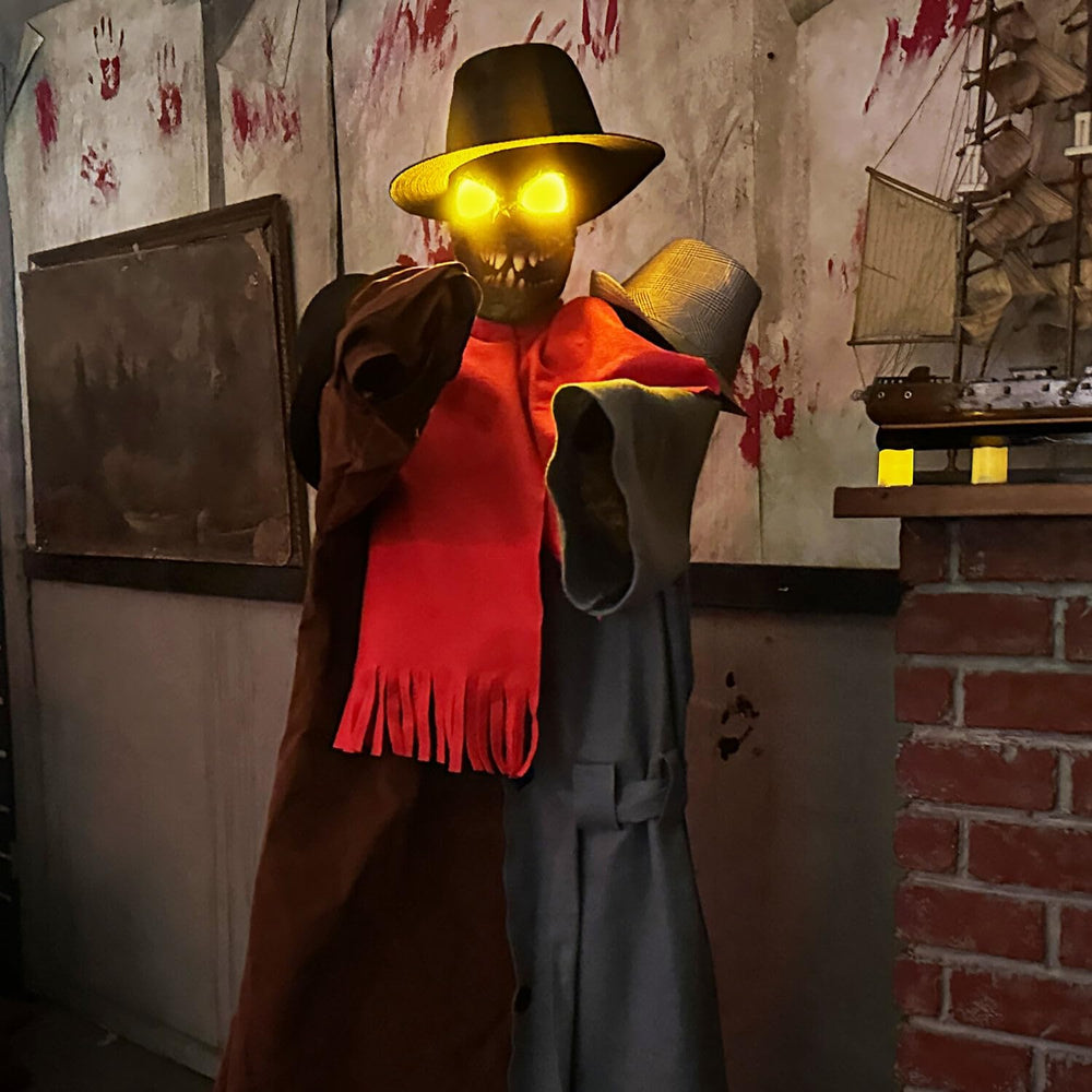 Haunted Hill Farm side view showing pop-up action and movement to startle approaching guests