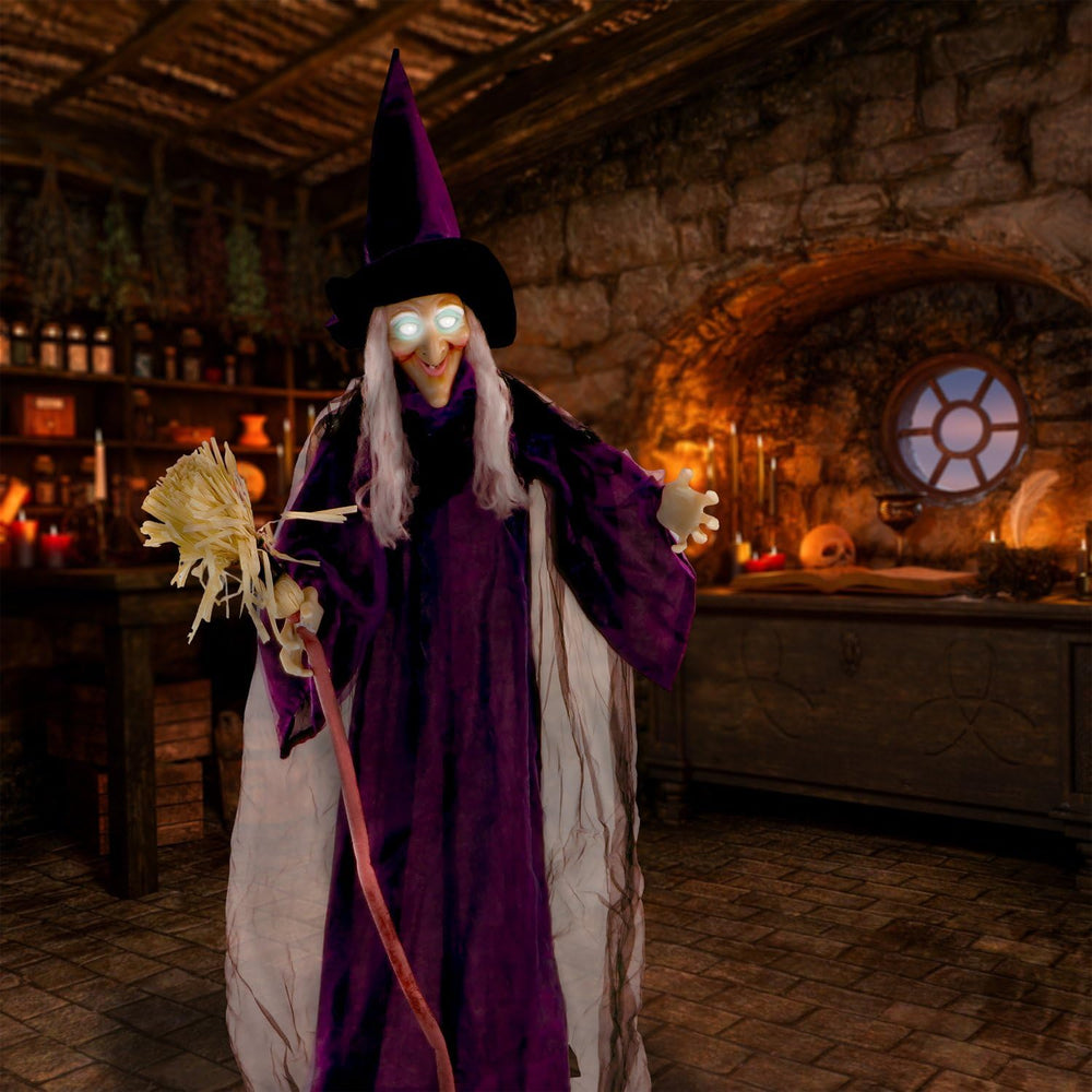 Haunted Hill Farm Sinthia profile with broomstick demonstrating spooky poseability