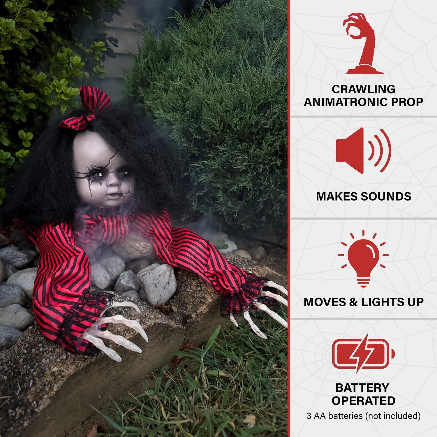 Haunted Hill Farm sharp skeleton-finger sleeves showing creepy reach