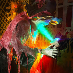 Haunted Hill Farm glowing spellbook LED close-up emphasizing spooky focal light