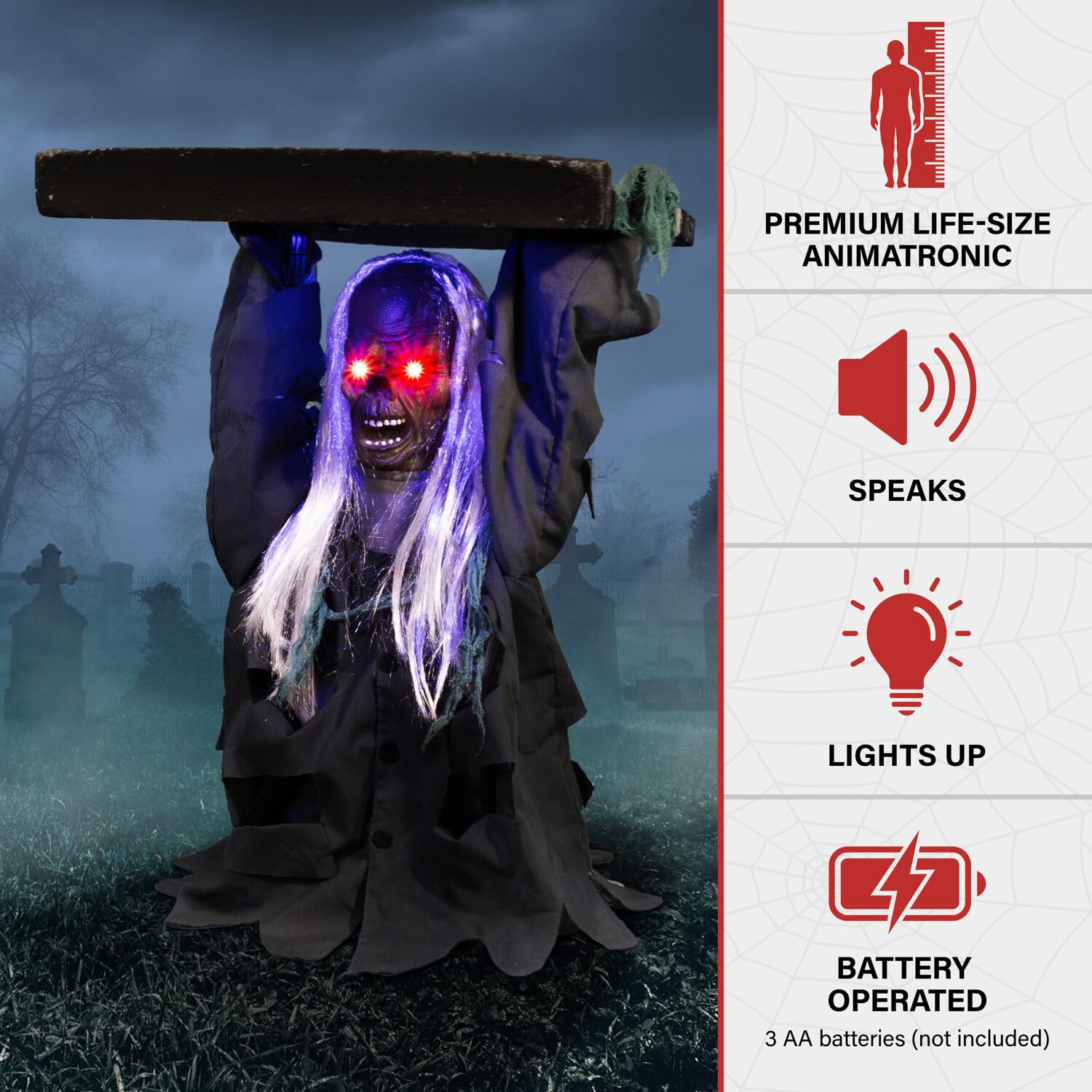 Haunted Hill Farm top of head blue light illuminated to add eerie atmosphere during activation
