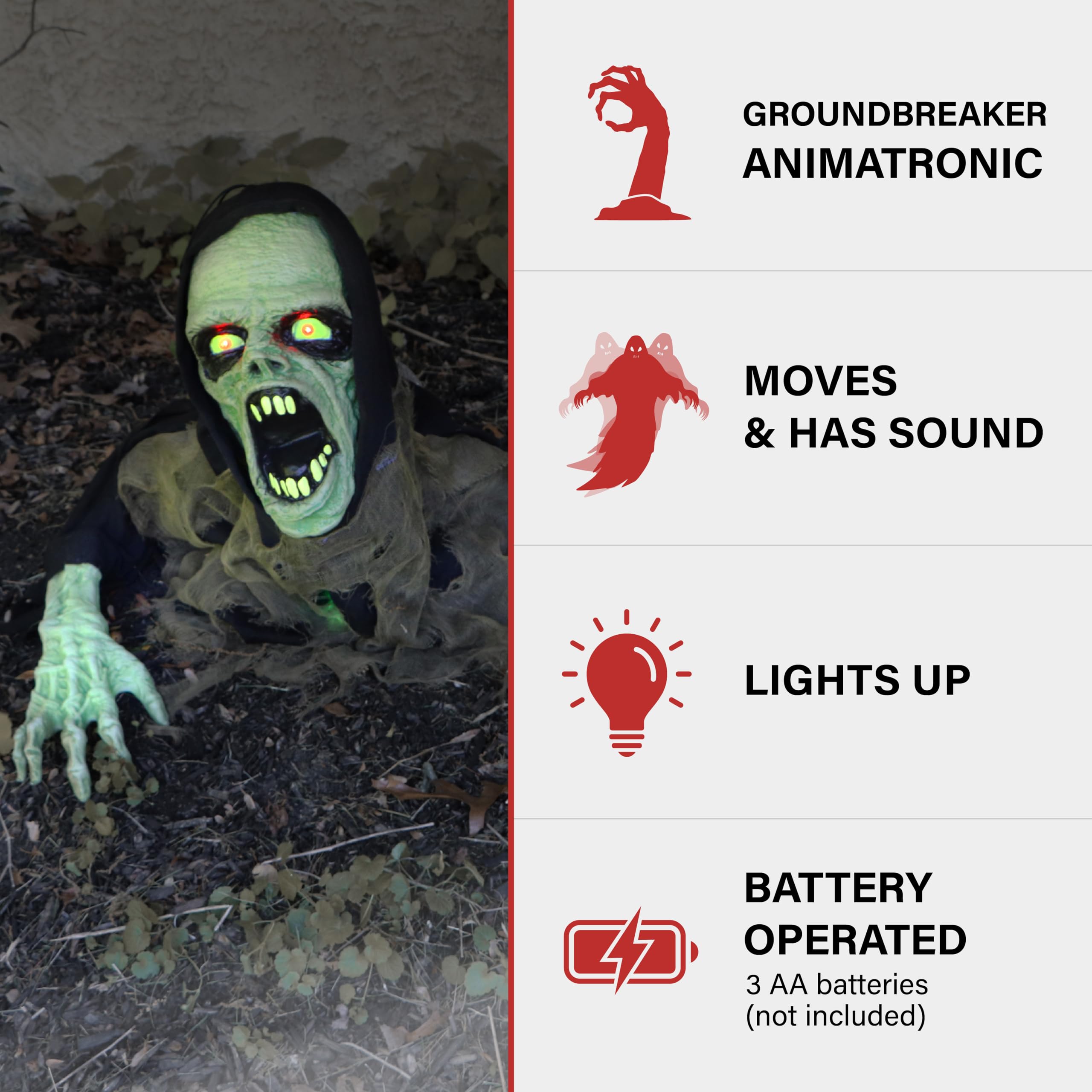Haunted Hill Farm detail of Trevor's flashing green chest light enhancing visibility