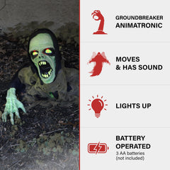 Haunted Hill Farm detail of Trevor's flashing green chest light enhancing visibility