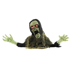 Haunted Hill Farm Trevor front view showing full zombie prop and scare impact