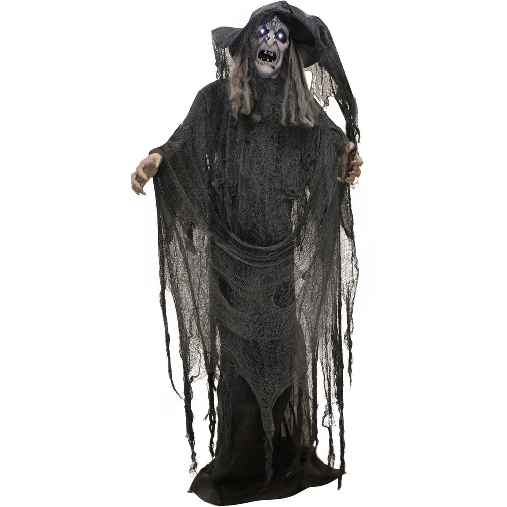 Haunted Hill Farm witch front view showing full-life-size presence and instant impact