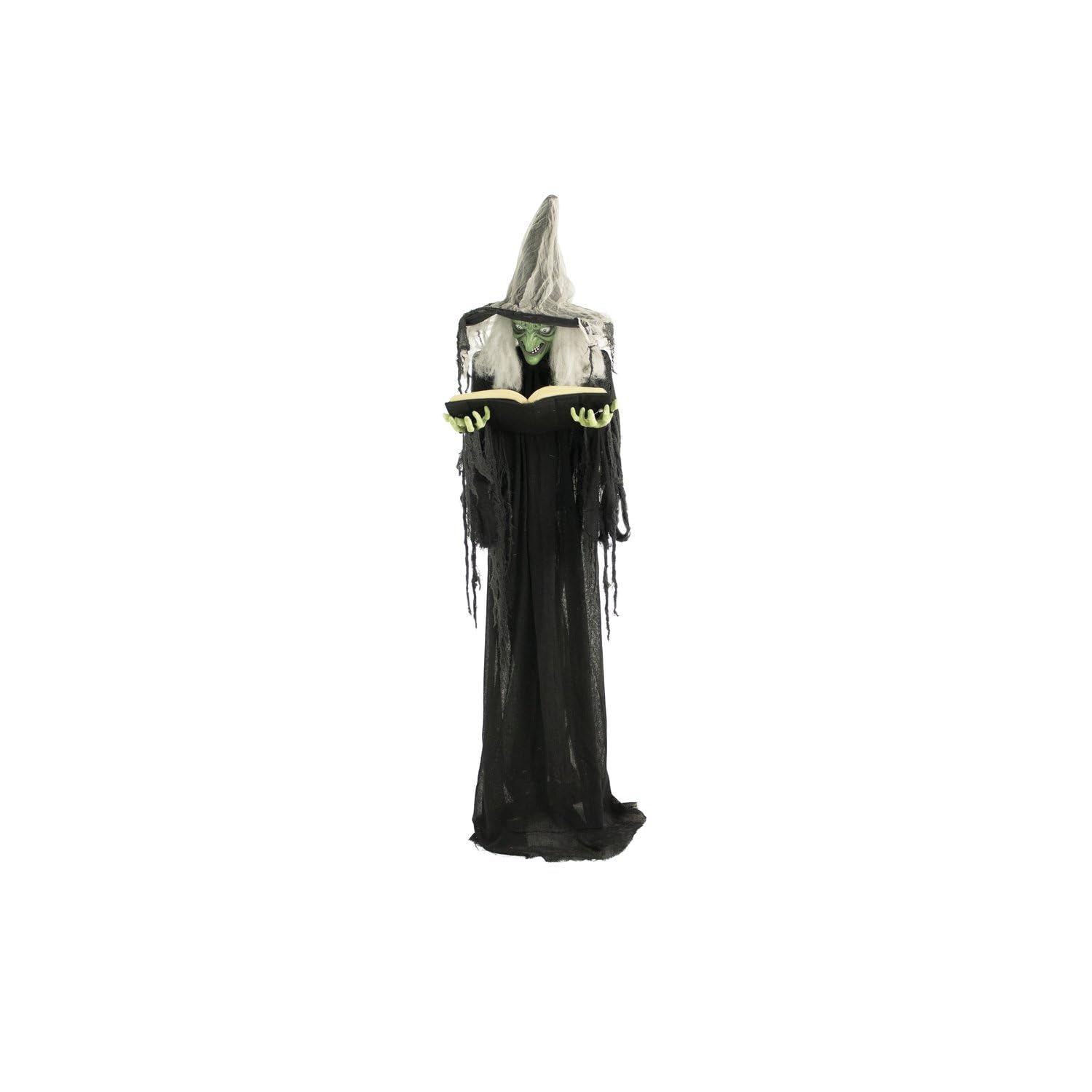 Haunted Hill Farm witch front view highlighting life-size presence and eerie atmosphere