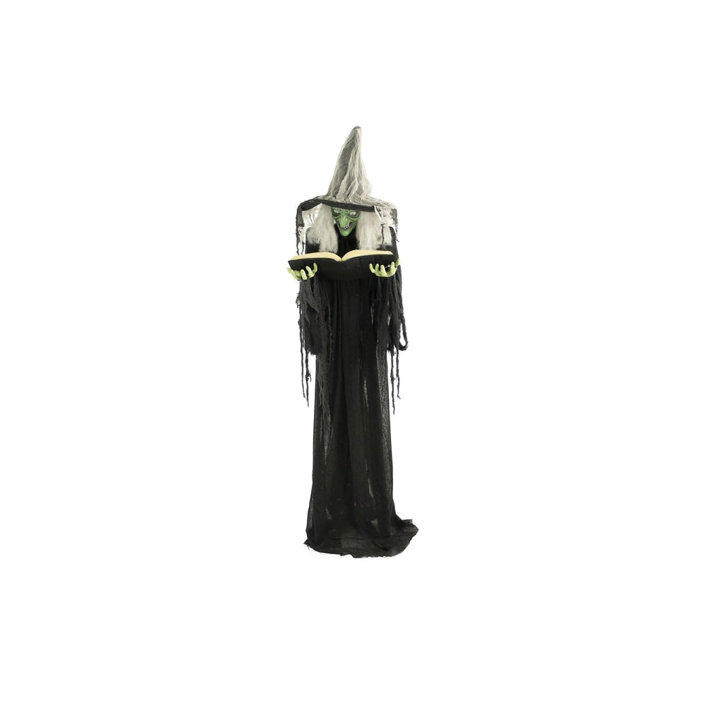 Haunted Hill Farm witch front view highlighting life-size presence and eerie atmosphere