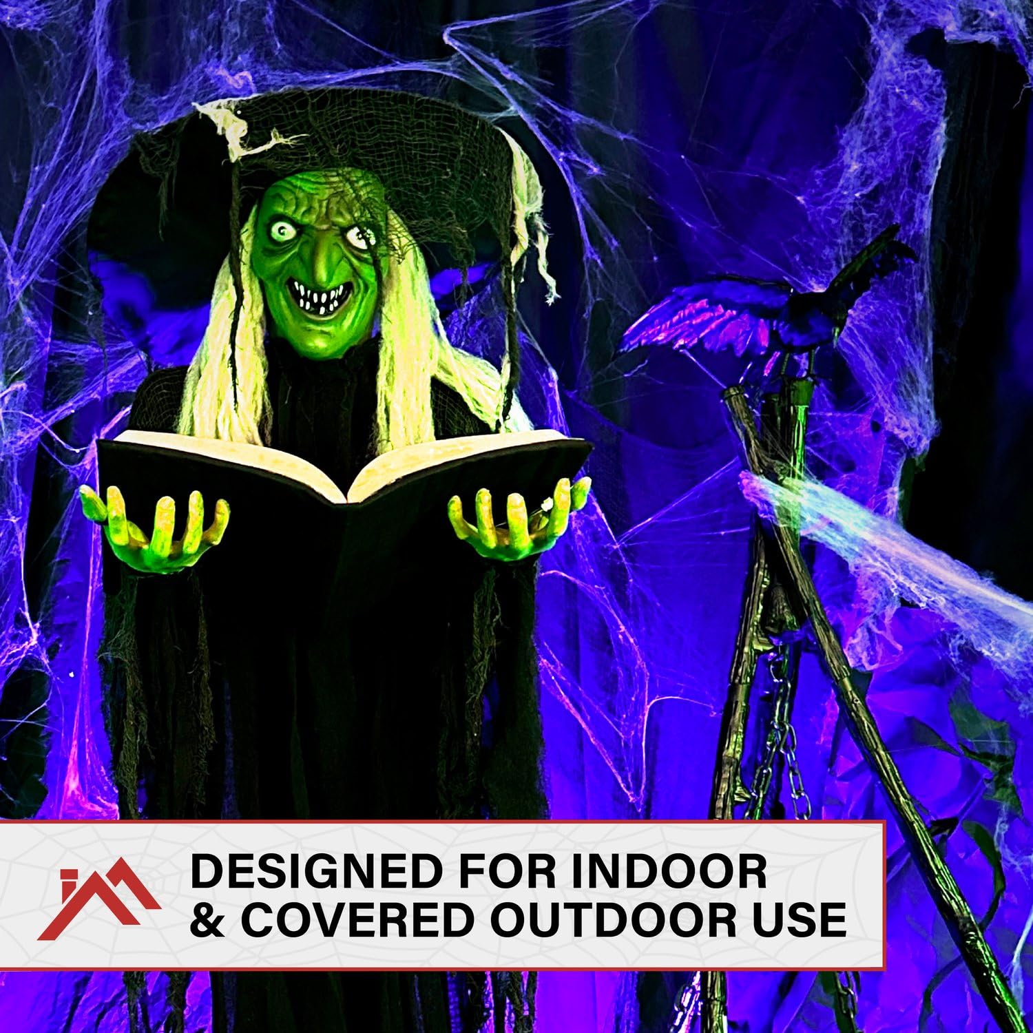 Haunted Hill Farm witch poseable arms demo showing flexible positioning for custom gestures