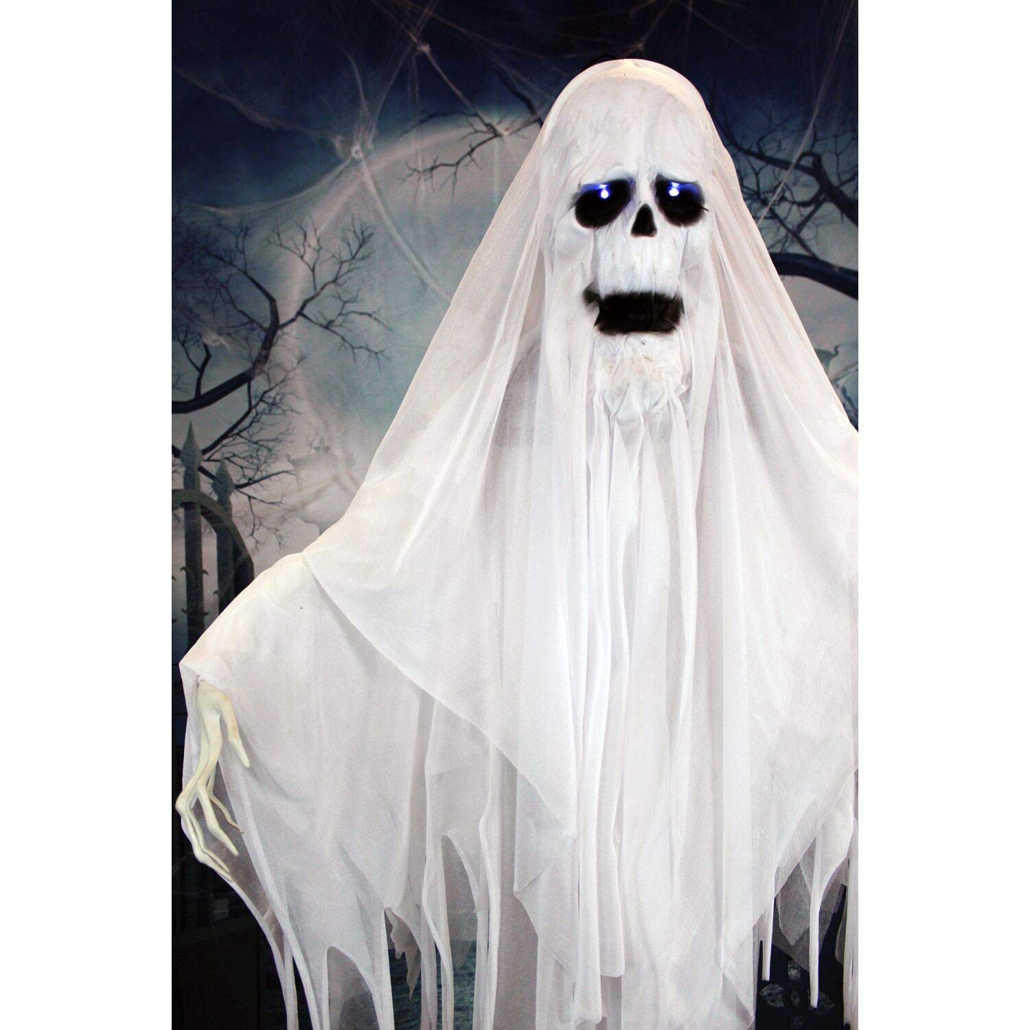 Haunted Hill Farm ghost open battery compartment for easy installation and cordless placement
