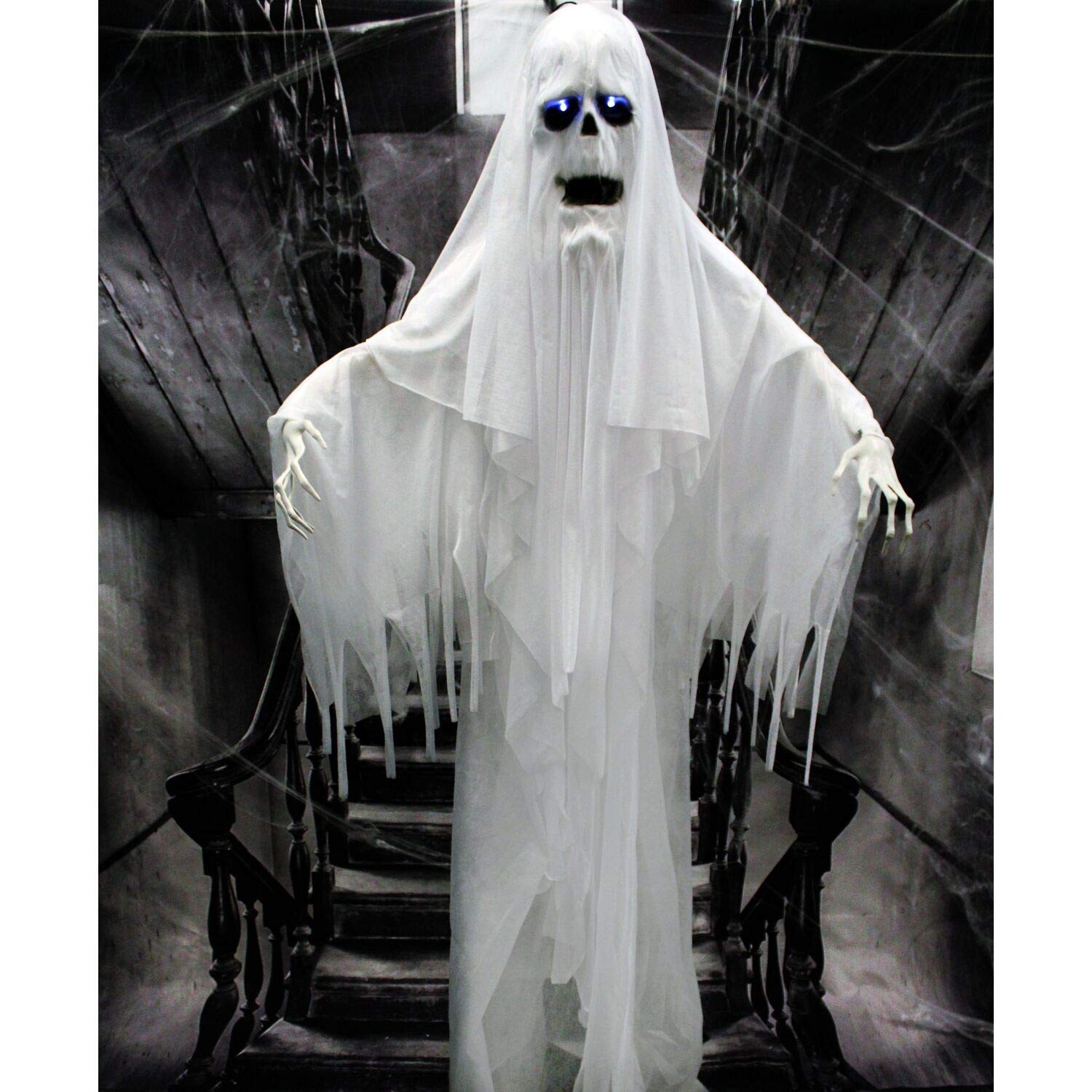 Haunted Hill Farm ghost close-up of flashing white LED eyes enhancing night visibility