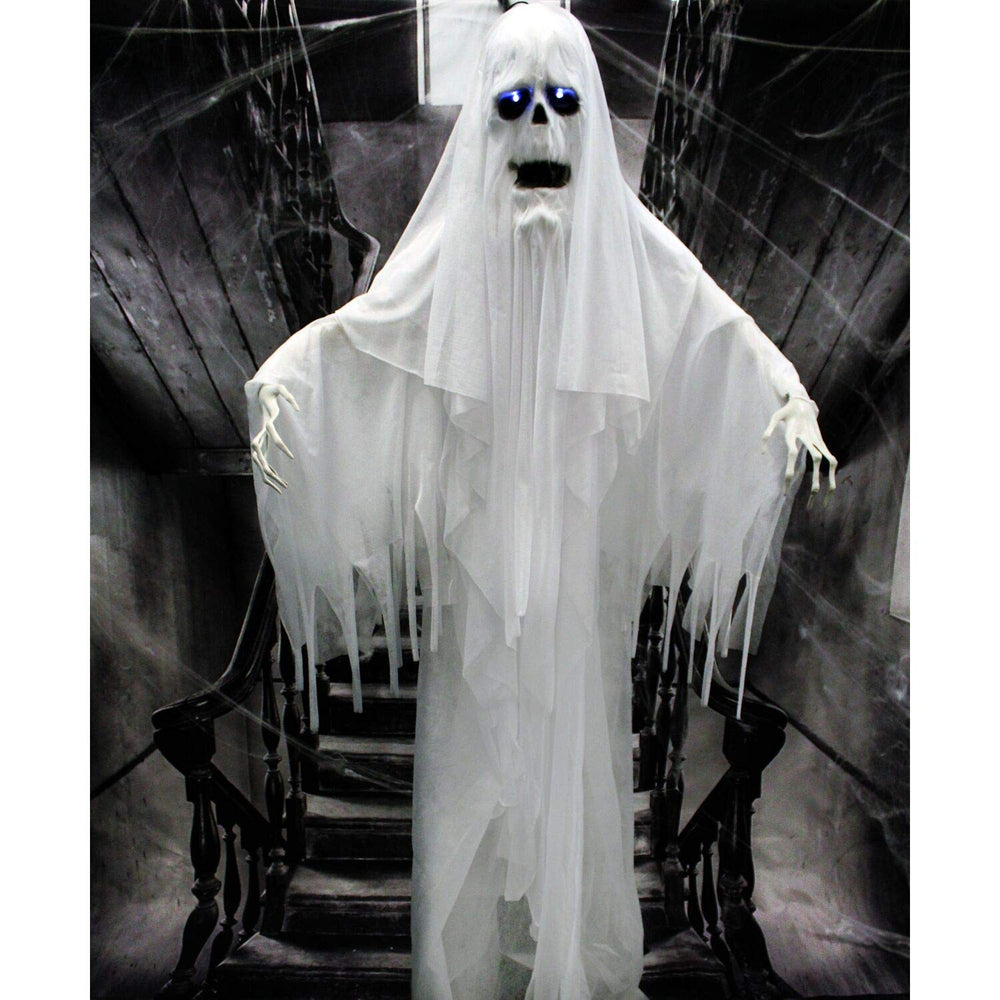 Haunted Hill Farm ghost close-up of flashing white LED eyes enhancing night visibility