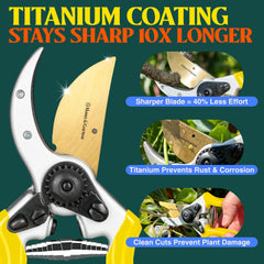 Haus & Garten titanium-coated blade close-up highlighting sharp edge and corrosion resistance