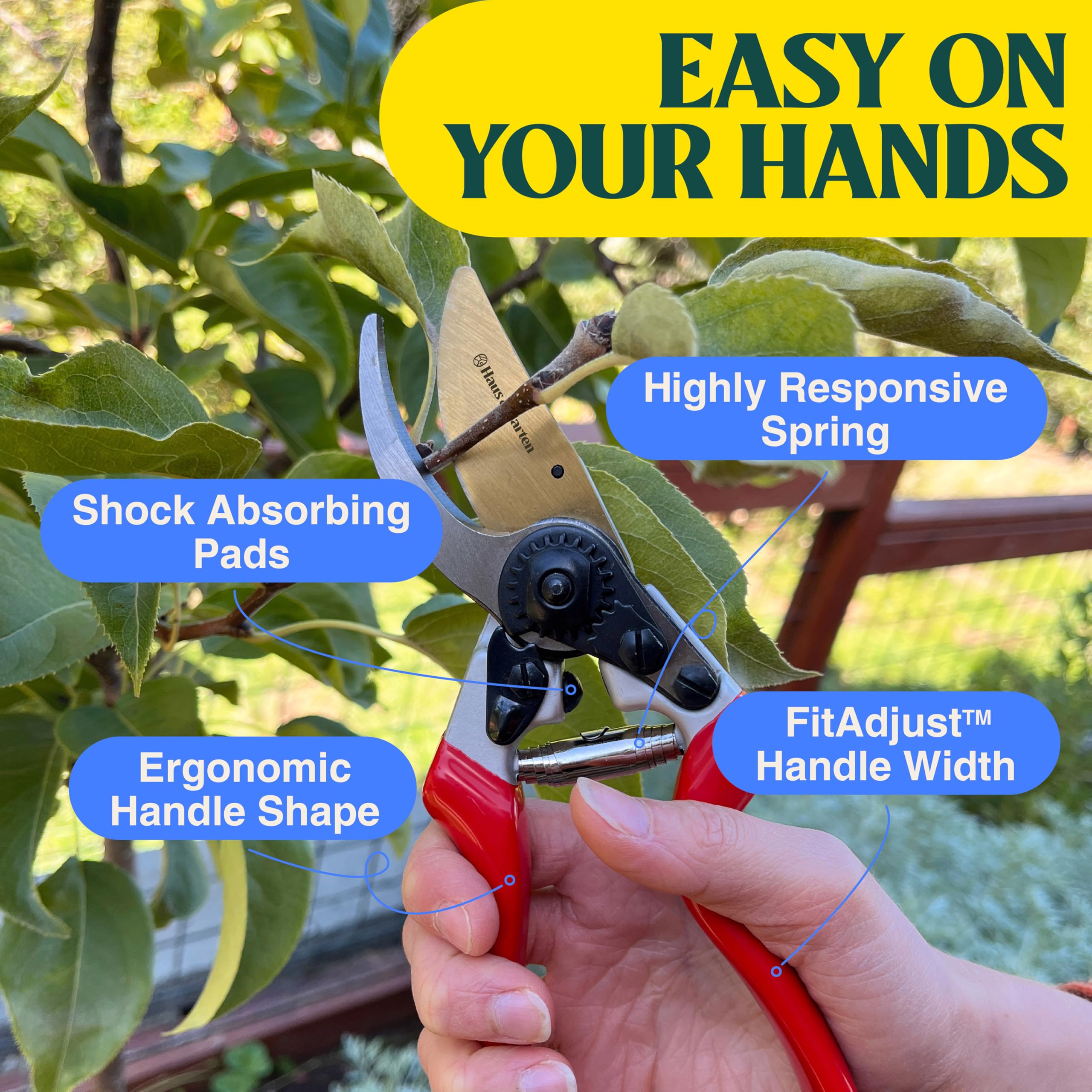 Haus & Garten cutting a rose stem illustrating precise bypass action for healthier pruning