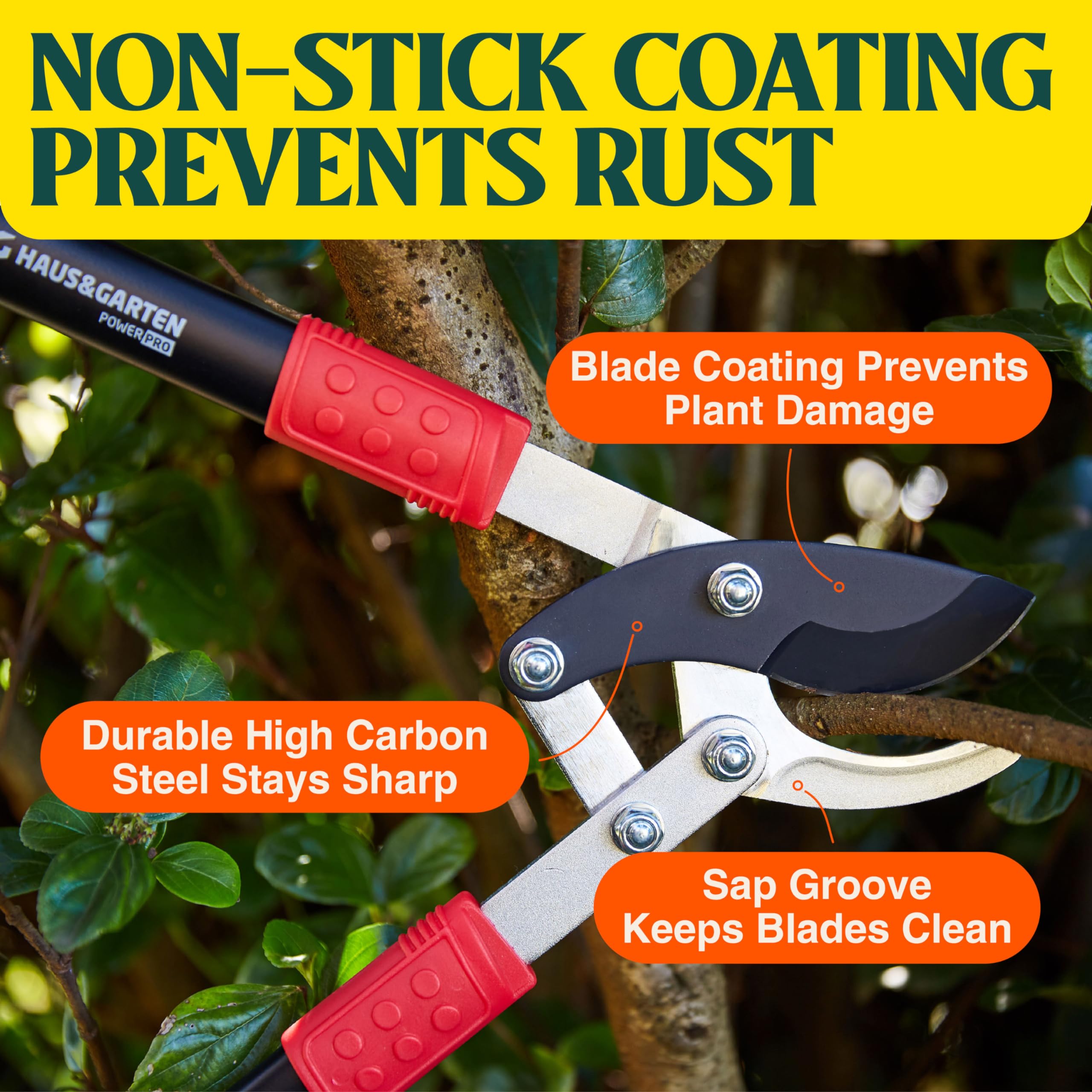 Haus & Garten ergonomic non-slip handle grip detail for reduced hand fatigue