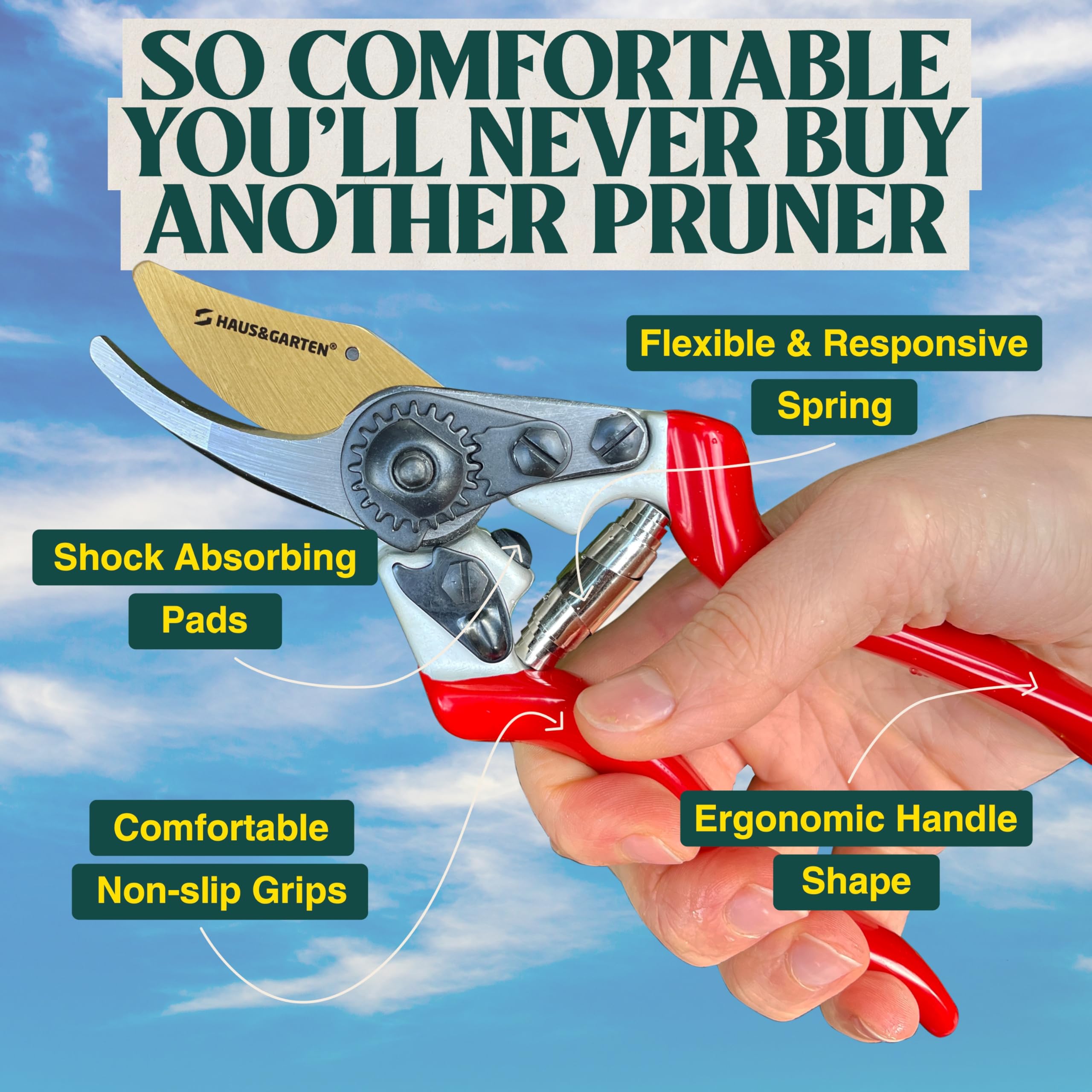 Haus & Garten pruners on garden bench in lifestyle setting conveying everyday usability