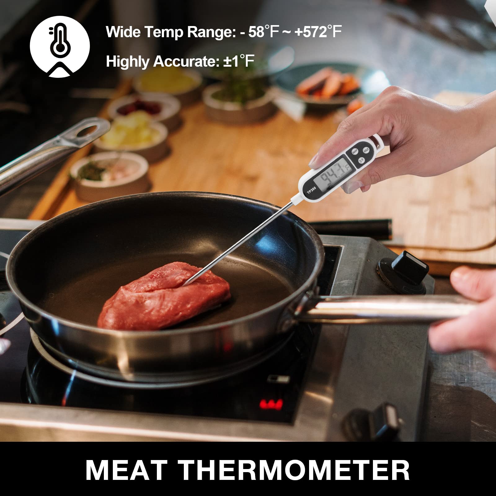 HAUSHOF digital thermometer reading temperature for safer, accurate cooking