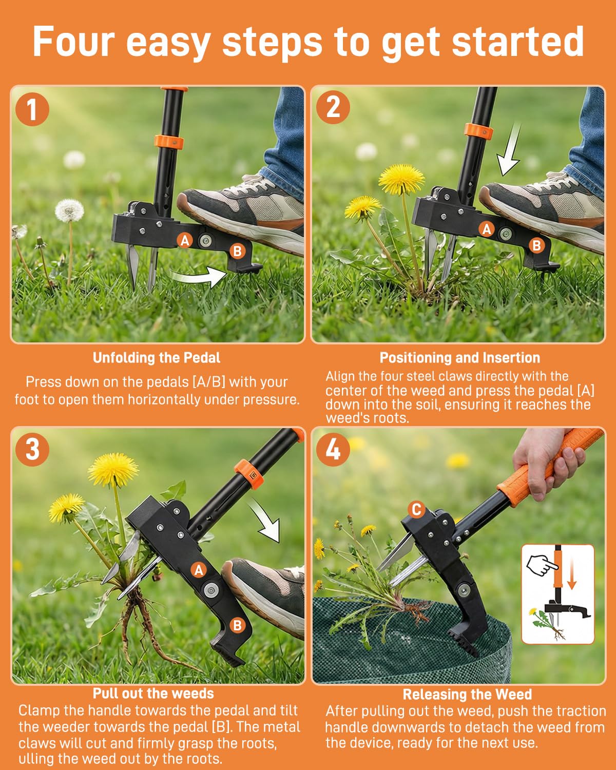 HAUSPROFI 50L garden bag holding pulled weeds for tidy cleanup
