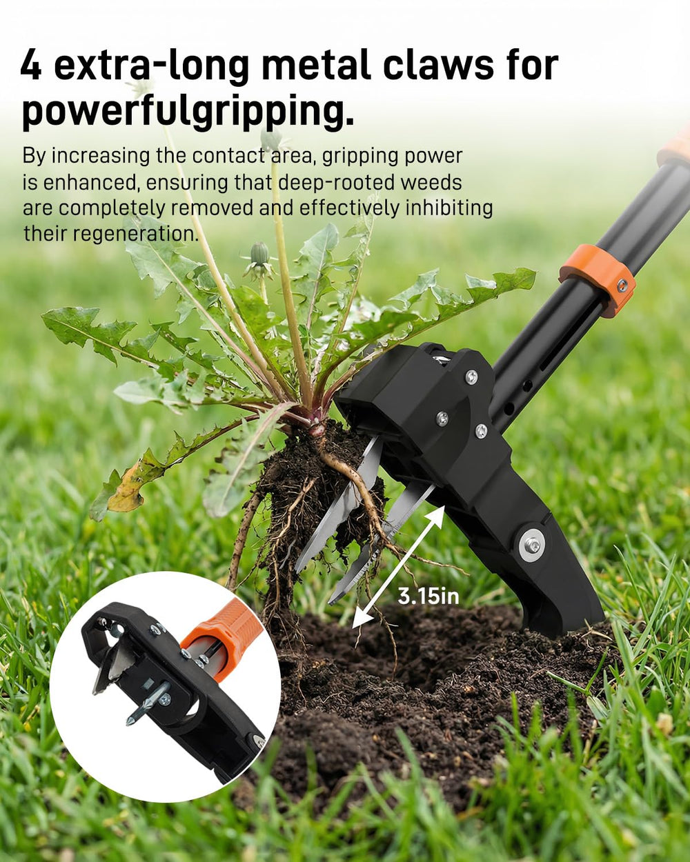 HAUSPROFI adjustable handle set to two lengths for comfortable posture