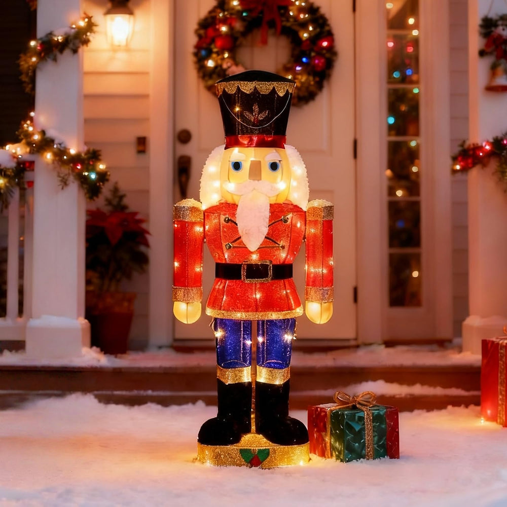 Hausse nutcracker front view showing festive silhouette and instant curb appeal