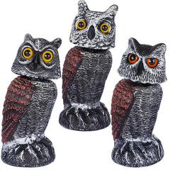 Hausse front view of owl decoy showing realistic eyes and deterrent presence