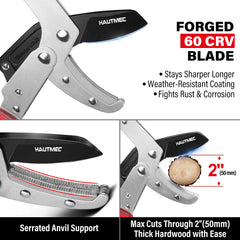 HAUTMEC Cr‑V blade closeup with Teflon coating for durable, low‑friction cuts