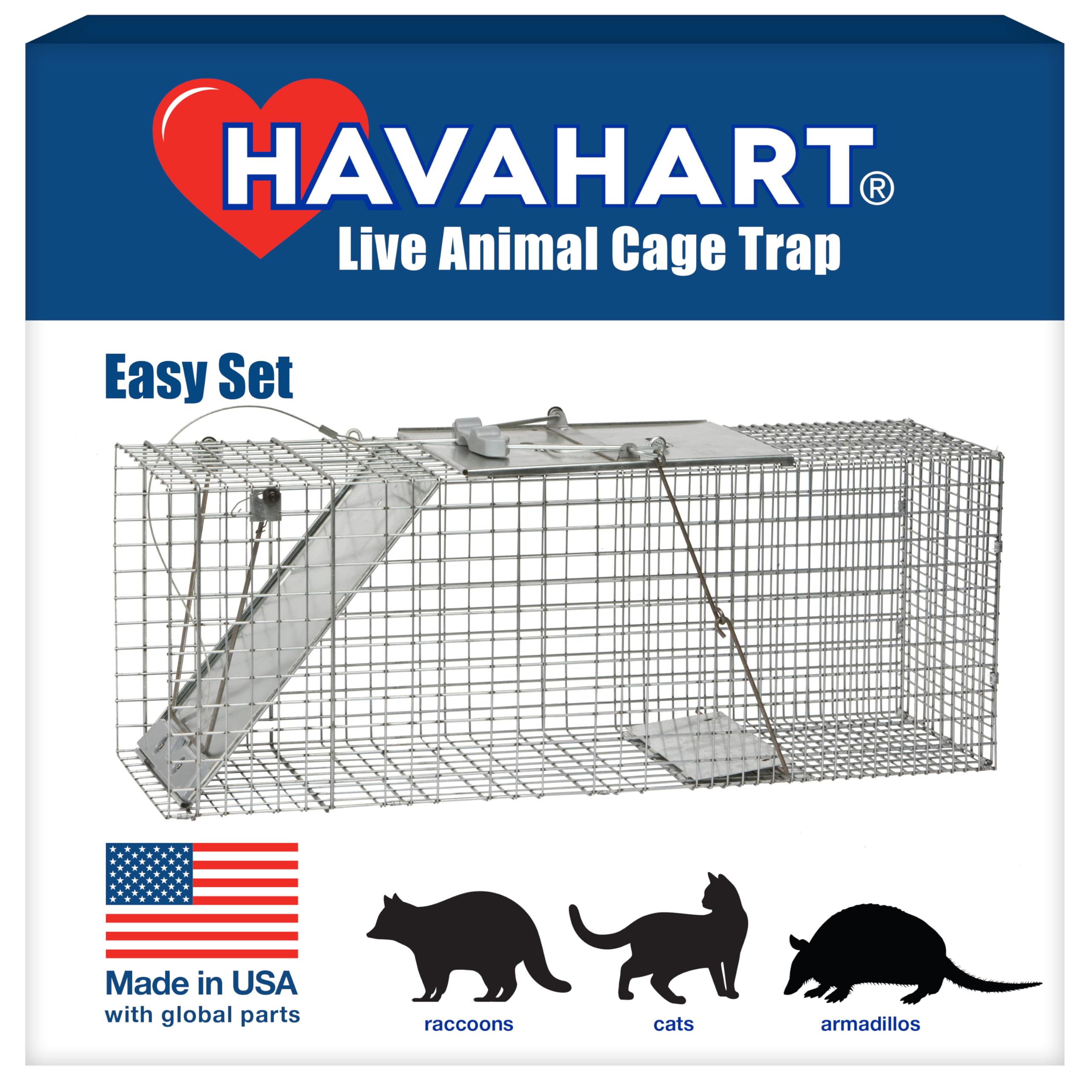 HAVAHART front view of galvanized humane trap showing durable construction and secure design