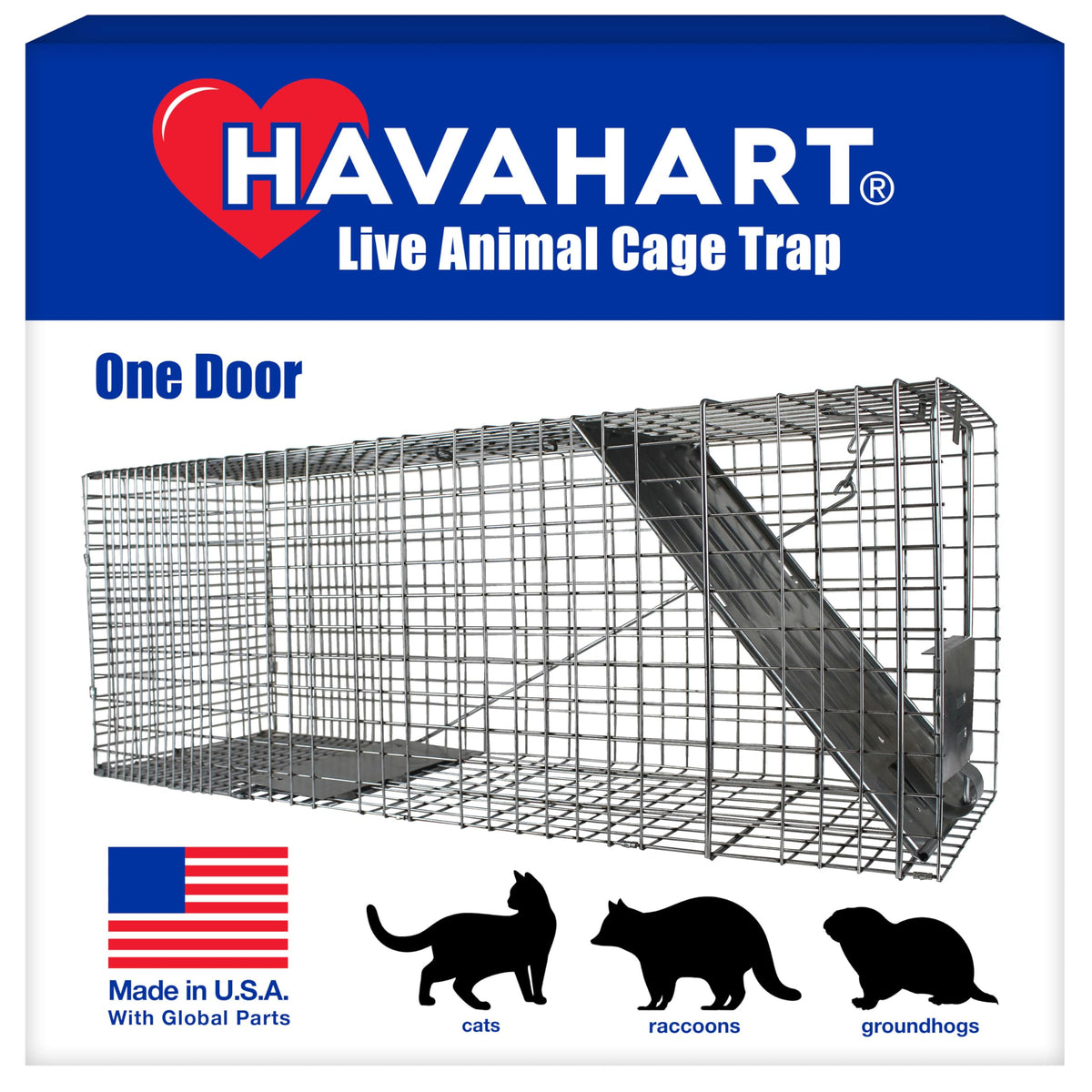 HAVAHART front view of large 1-door trap showing entry design and durability