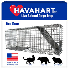 HAVAHART front view of large 1-door trap showing entry design and durability