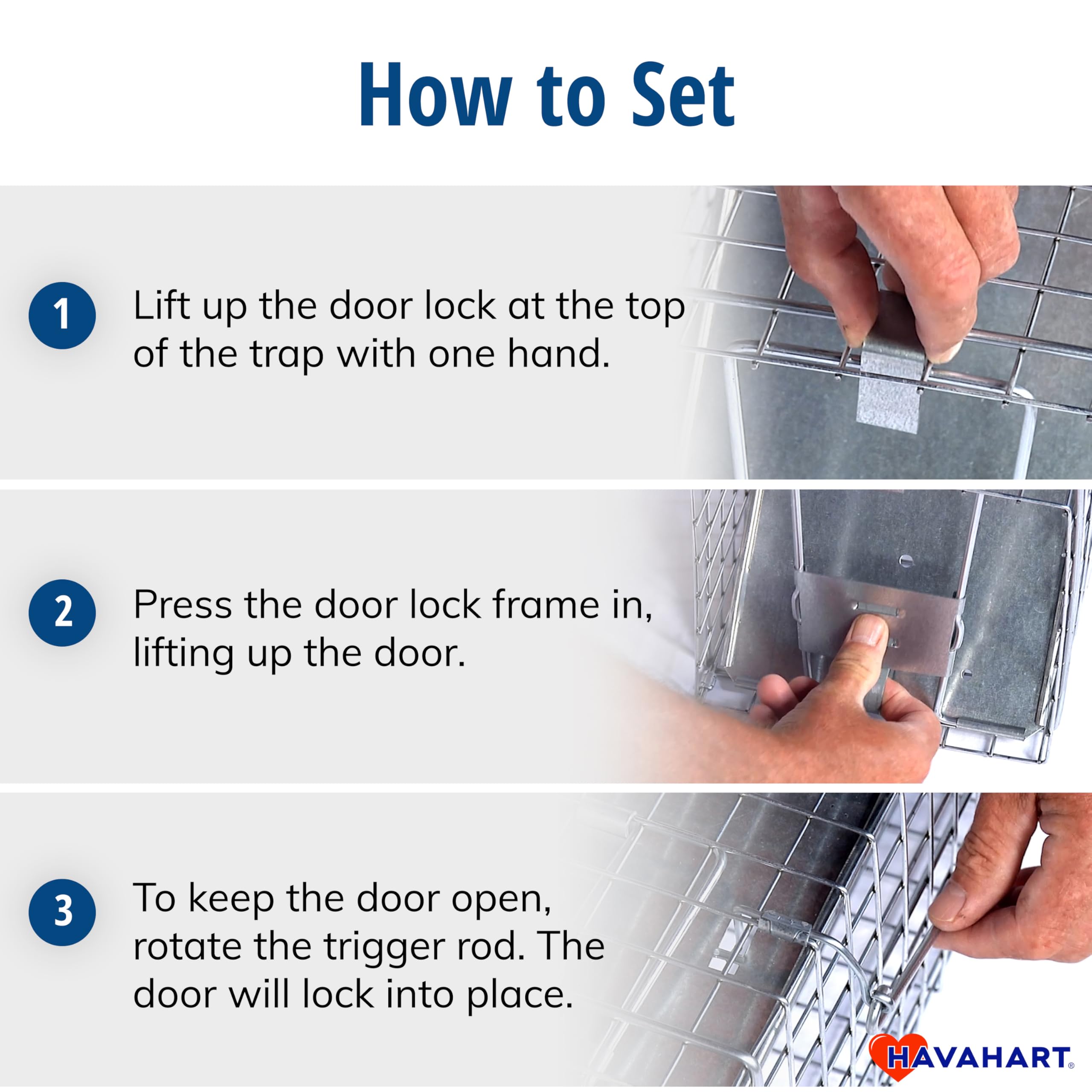 HAVAHART trip plate mechanism close-up showing professional trigger reliability