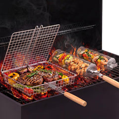 Havawish rectangular basket front view showing roomy grill capacity and secure cooking
