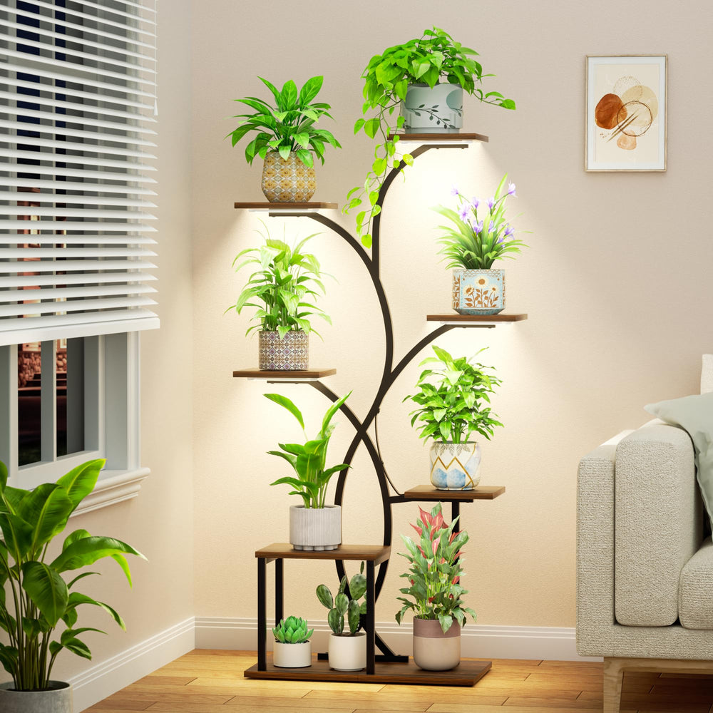 HAVLOTII front view of full 7-tier plant stand showcasing compact vertical growing
