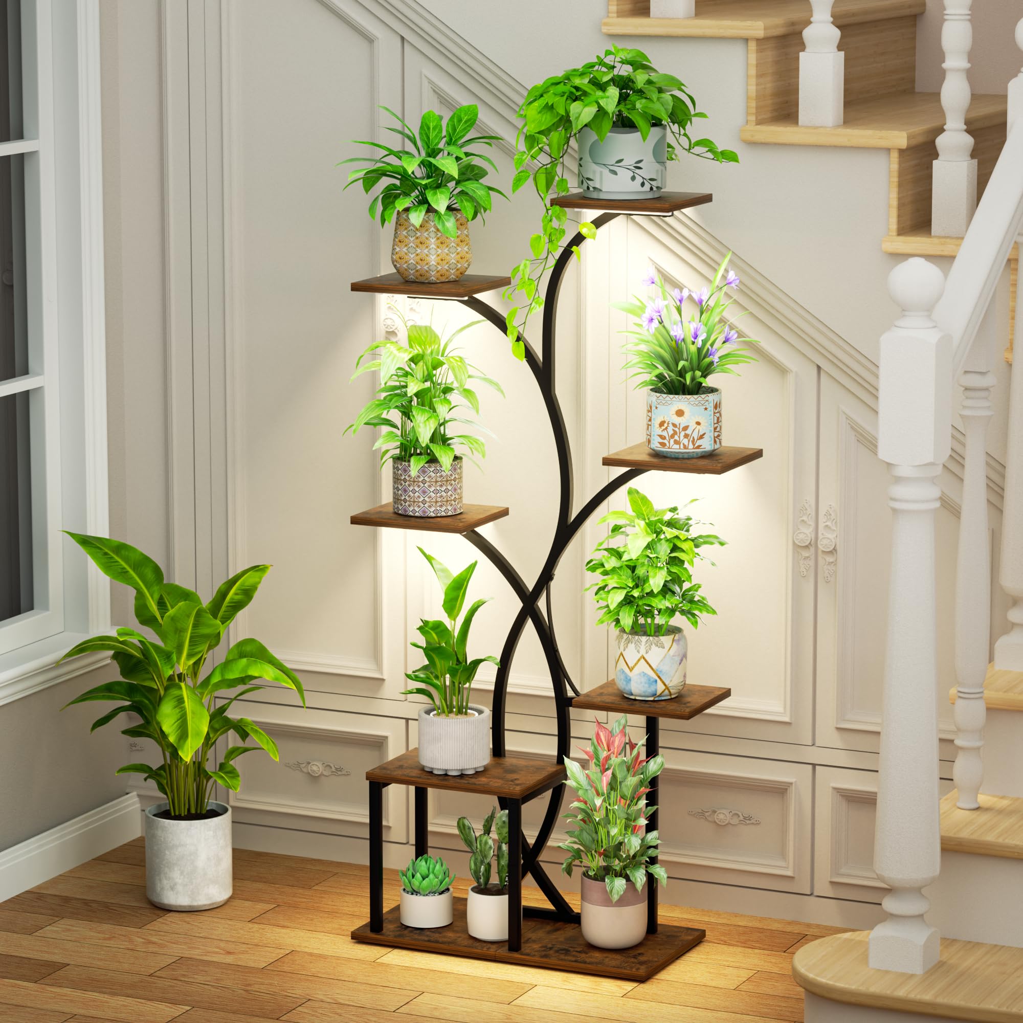 HAVLOTII plant stand in living room demonstrating stylish indoor greenery display
