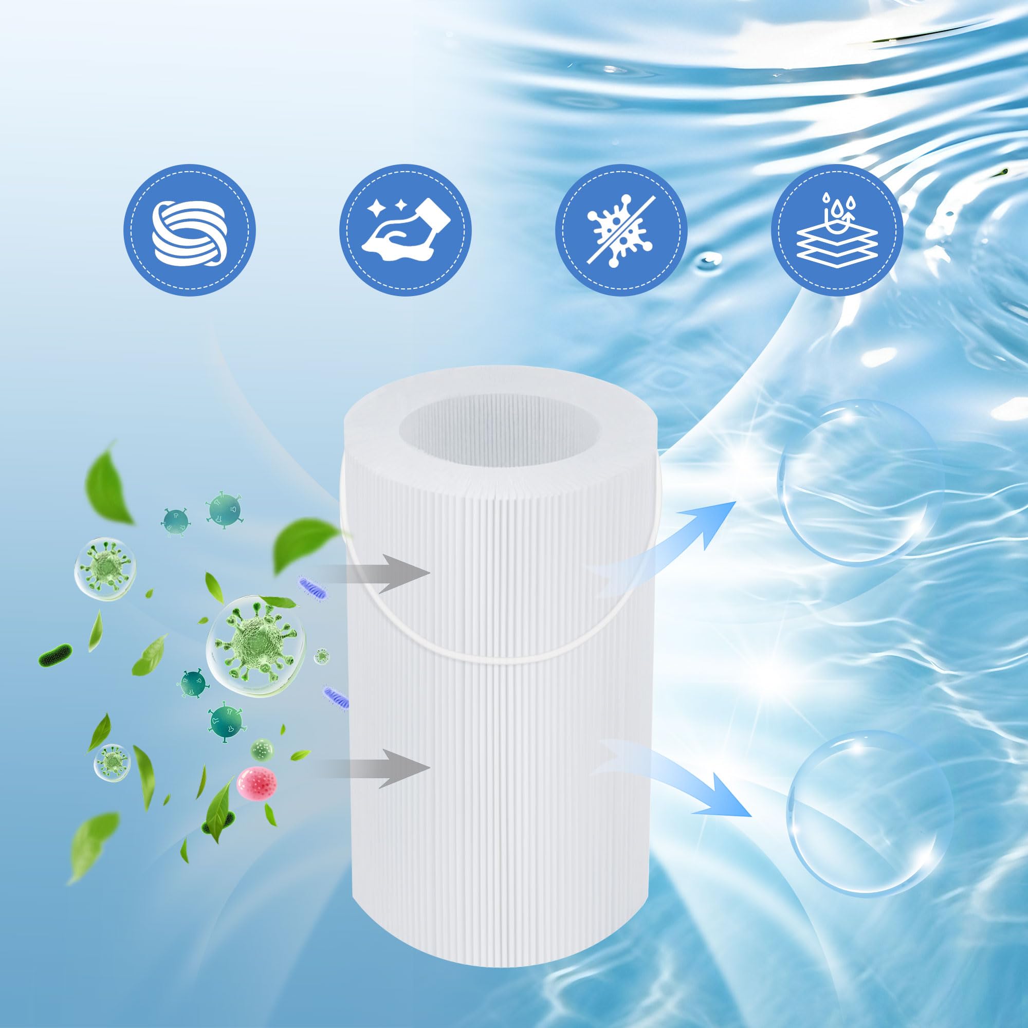 Havuzpas filter installed in spa housing demonstrating compatibility and restored water flow