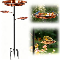HAWAJOK front view of bird bath showing vintage copper and full setup benefit visibility